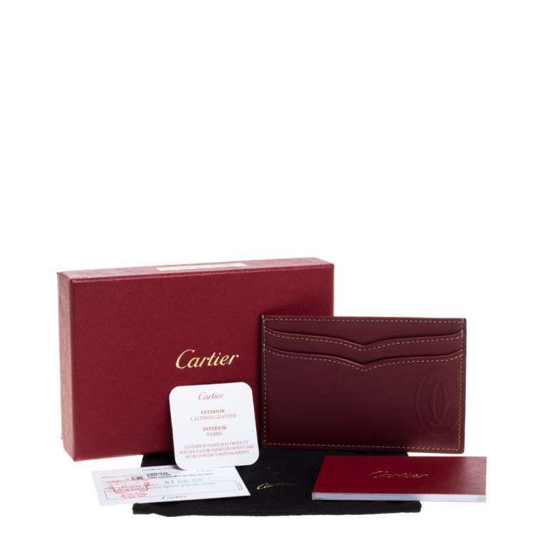 Pre Owned Cartier Burgundy Leather Card Holder
