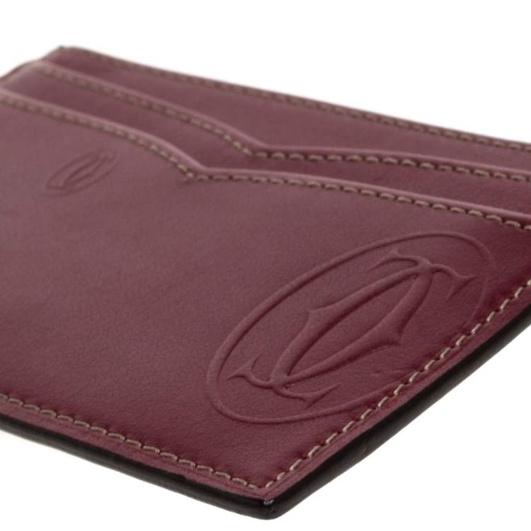 Pre Owned Cartier Burgundy Leather Card Holder