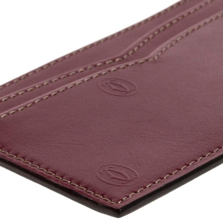Pre Owned Cartier Burgundy Leather Card Holder