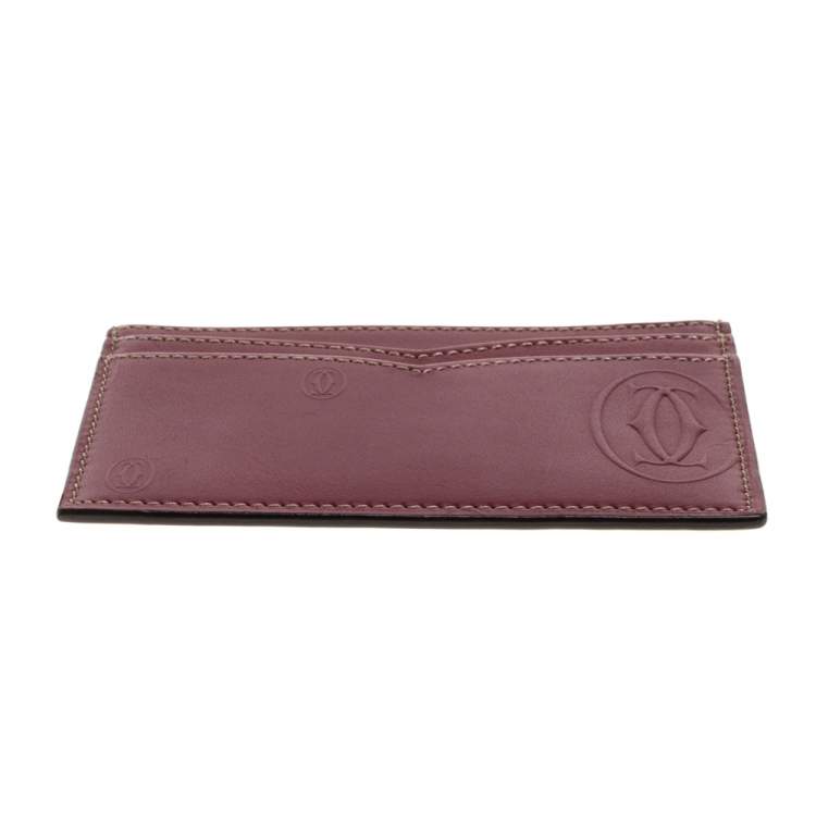 Pre Owned Cartier Burgundy Leather Card Holder