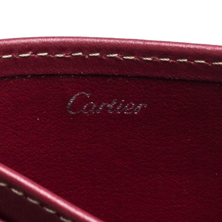 Pre Owned Cartier Burgundy Leather Card Holder