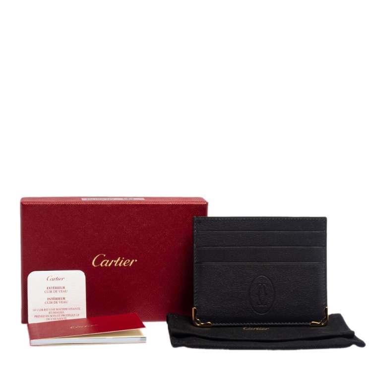 Pre Owned Cartier Black Leather Simple Card Holder
