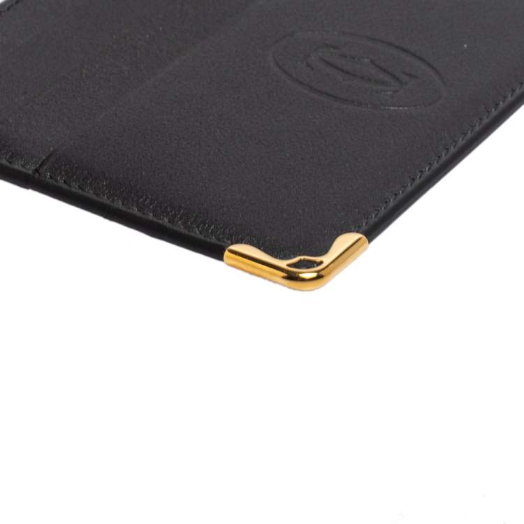 Pre Owned Cartier Black Leather Simple Card Holder