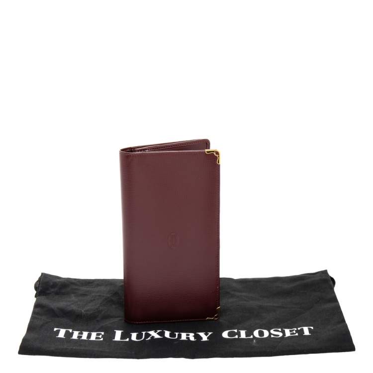 Pre Owned Cartier Burgundy Leather Must de Cartier Bifold Wallet