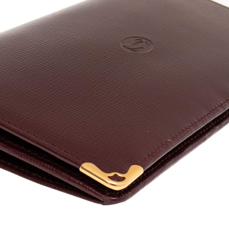 Pre Owned Cartier Burgundy Leather Must de Cartier Bifold Wallet