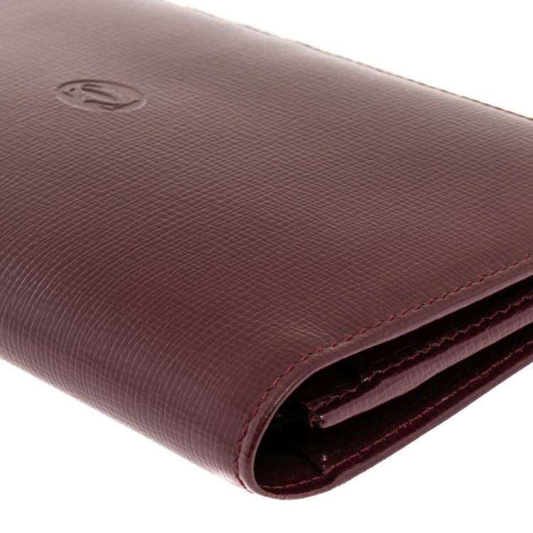Pre Owned Cartier Burgundy Leather Must de Cartier Bifold Wallet
