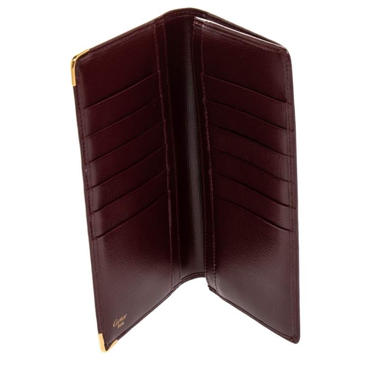 Pre Owned Cartier Burgundy Leather Must de Cartier Bifold Wallet