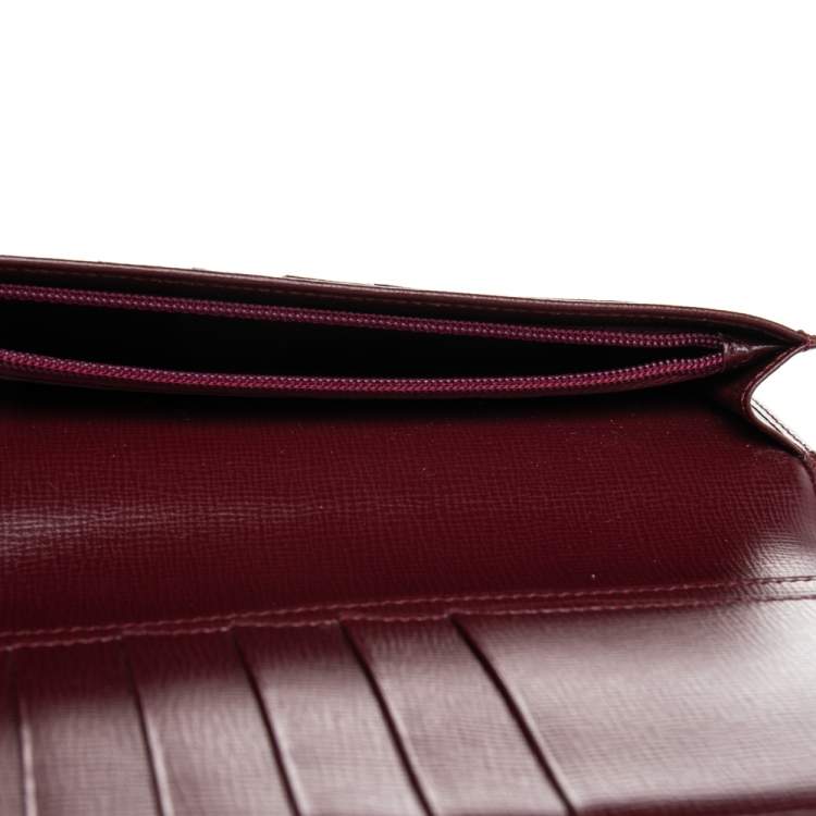Pre Owned Cartier Burgundy Leather Must de Cartier Bifold Wallet