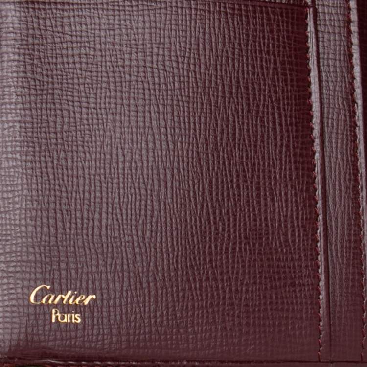 Pre Owned Cartier Burgundy Leather Must de Cartier Bifold Wallet