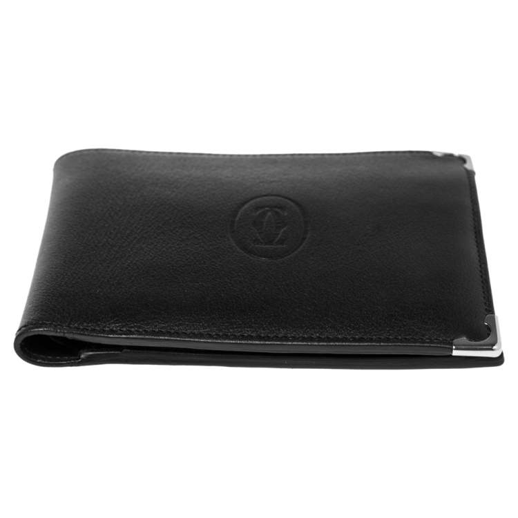Pre Owned Cartier Black Leather Must De Cartier Bifold Wallet