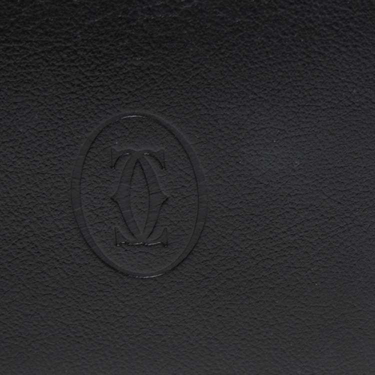 Pre Owned Cartier Black Leather Must De Cartier Bifold Wallet