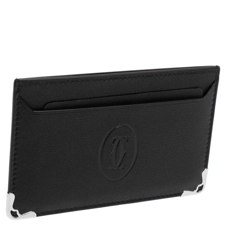 Pre Owned Cartier Black Leather Must de Cartier Card Holder
