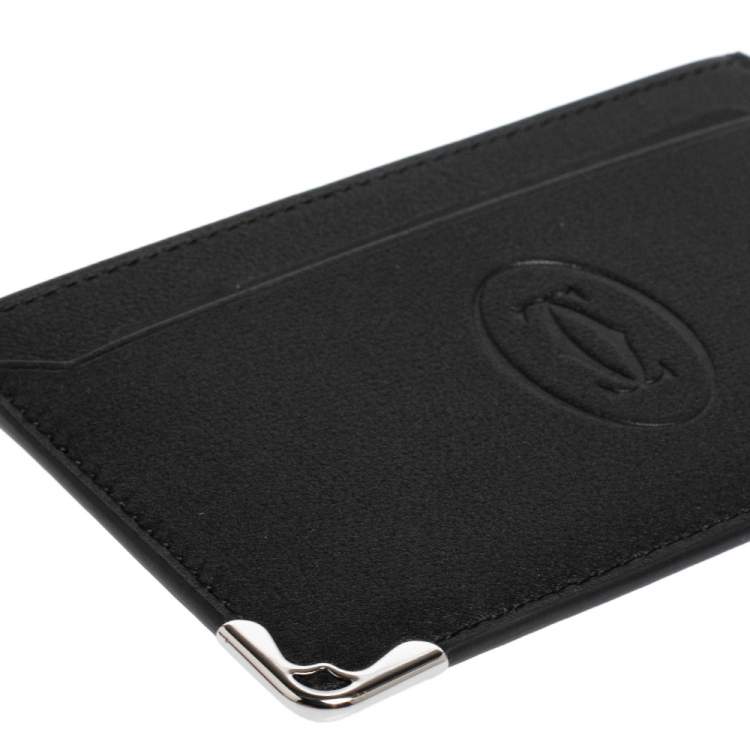 Pre Owned Cartier Black Leather Must de Cartier Card Holder