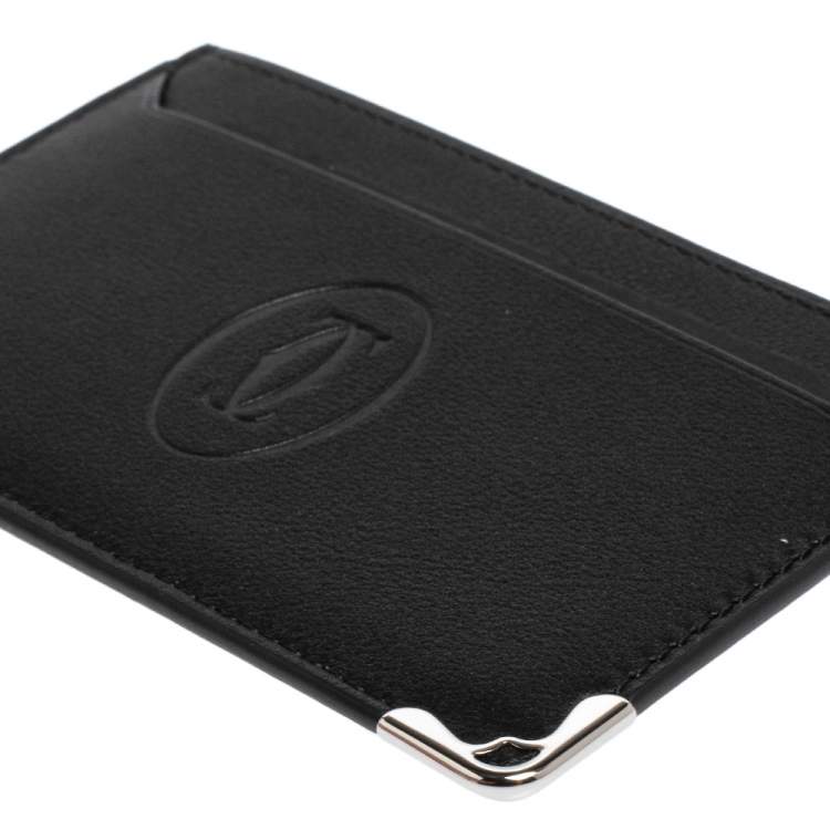 Pre Owned Cartier Black Leather Must de Cartier Card Holder