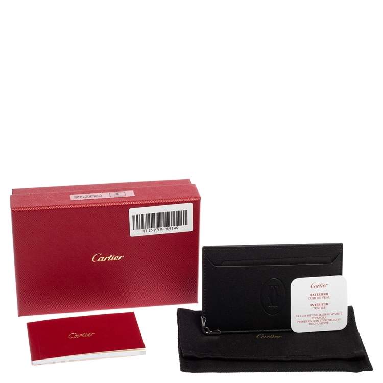 Pre Owned Cartier Black Leather Must de Cartier Card Holder