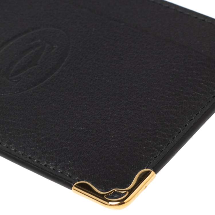 مملوكة مسبقًا Cartier Black Leather Must de Cartier Card Holder