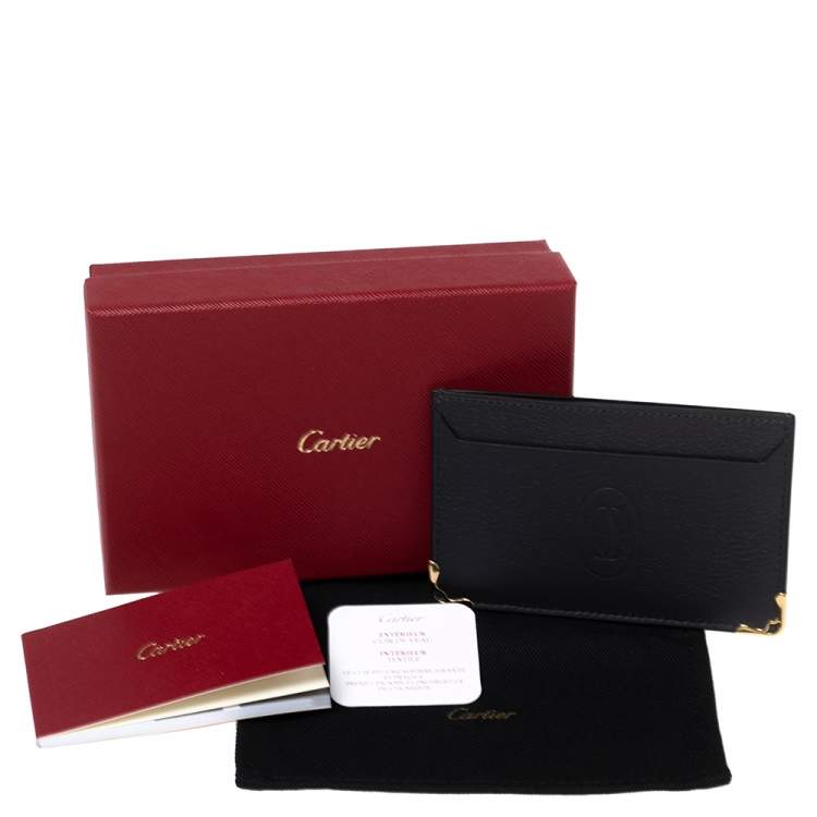 مملوكة مسبقًا Cartier Black Leather Must de Cartier Card Holder