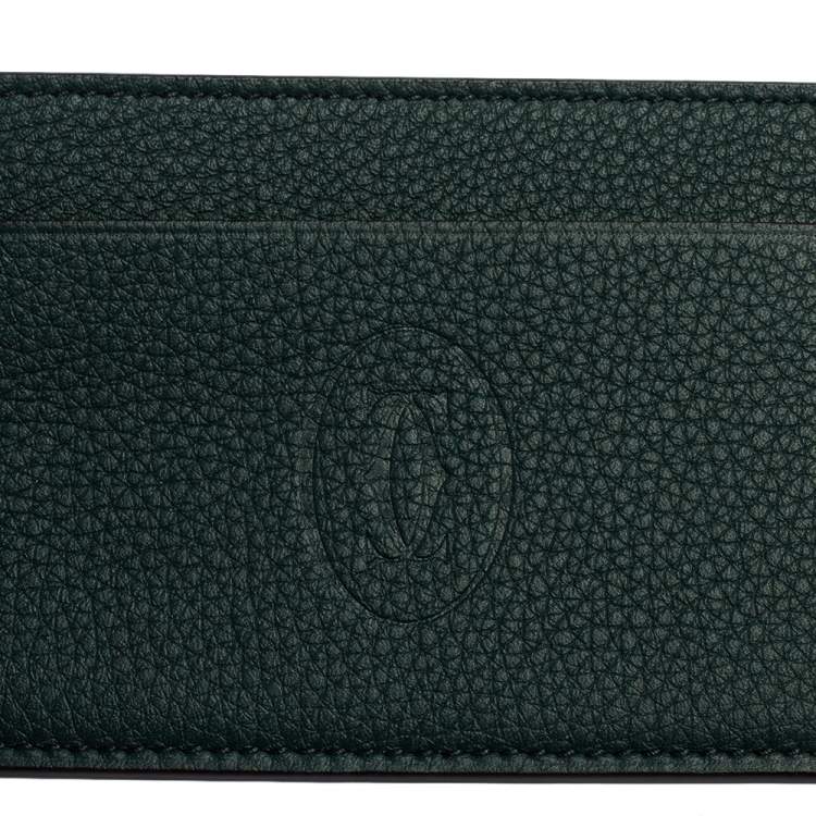 Pre Owned Cartier Emerald Leather Must De Cartier Simple Card Holder 