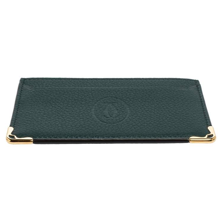 Pre Owned Cartier Emerald Leather Must De Cartier Simple Card Holder 