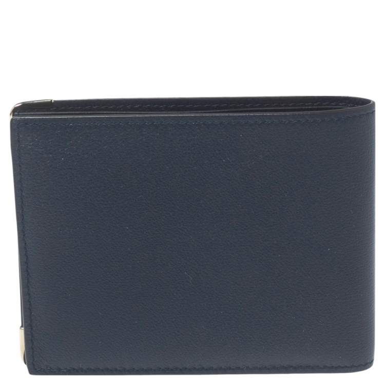 Pre Owned Cartier Midnight Blue Leather Must De Cartier 6CC Bifold Wallet