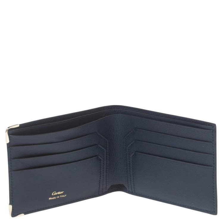 Pre Owned Cartier Midnight Blue Leather Must De Cartier 6CC Bifold Wallet