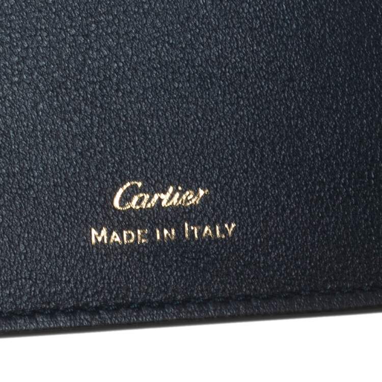 Pre Owned Cartier Midnight Blue Leather Must De Cartier 6CC Bifold Wallet