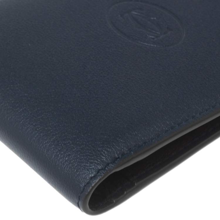 Pre Owned Cartier Midnight Blue Leather Must De Cartier 6CC Bifold Wallet