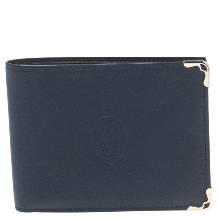 Cartier Midnight Blue Leather Must De Cartier 6CC Bifold Wallet