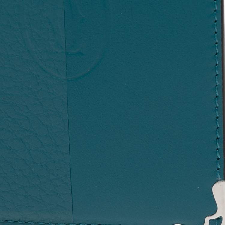 Pre Owned Cartier Teal Leather Must De Cartier Card Holder