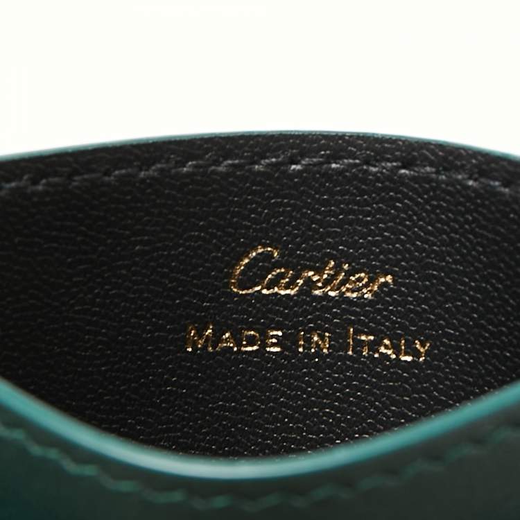 Pre Owned Cartier Green Leather Guirlande De Cartier Simple Card Holder