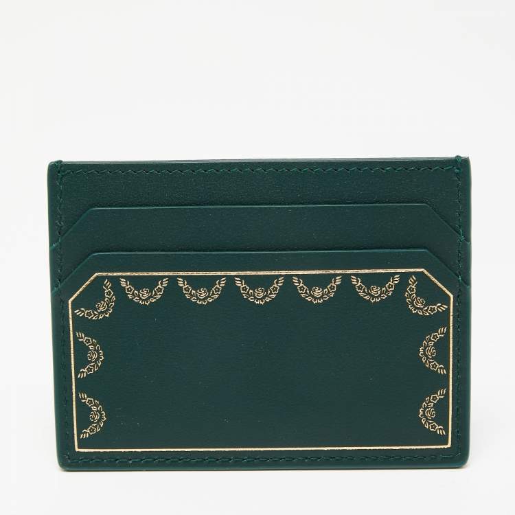Pre Owned Cartier Green Leather Guirlande De Cartier Simple Card Holder