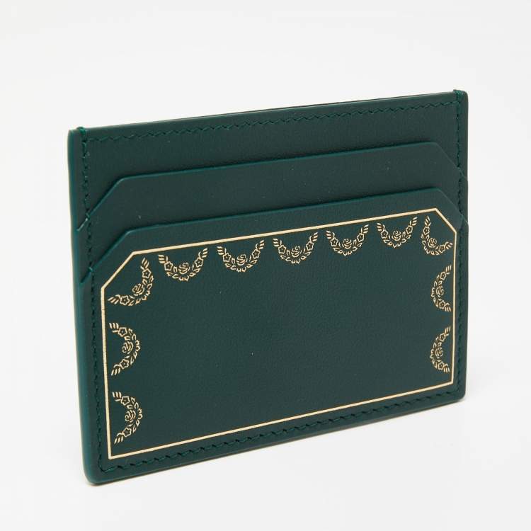 Pre Owned Cartier Green Leather Guirlande De Cartier Simple Card Holder