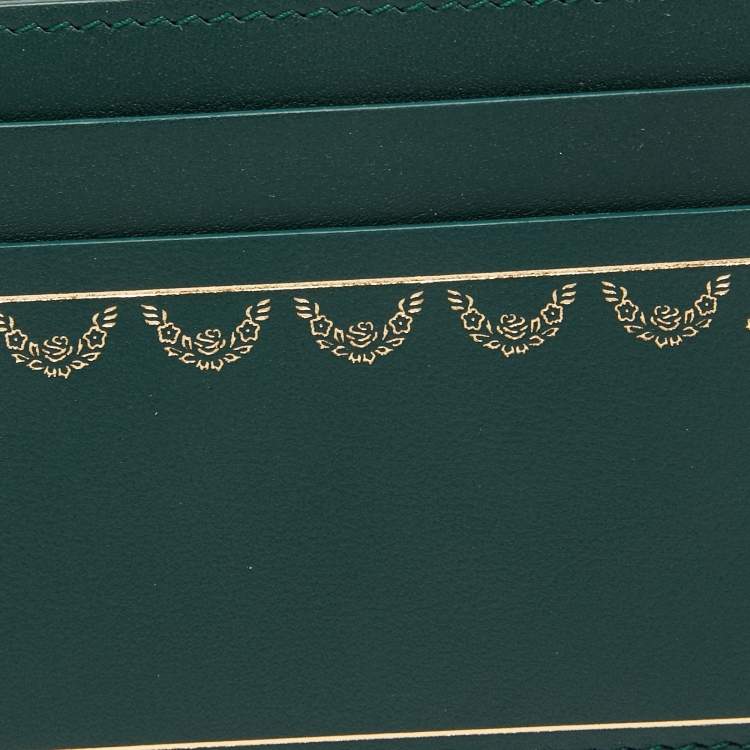 Pre Owned Cartier Green Leather Guirlande De Cartier Simple Card Holder