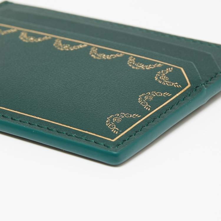 Pre Owned Cartier Green Leather Guirlande De Cartier Simple Card Holder