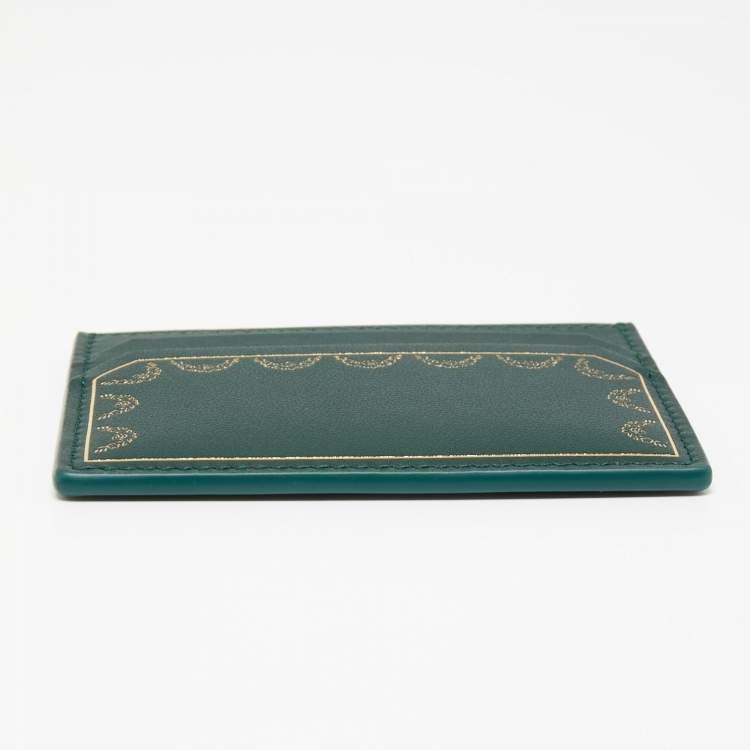 Pre Owned Cartier Green Leather Guirlande De Cartier Simple Card Holder