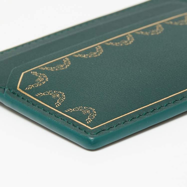 Pre Owned Cartier Green Leather Guirlande De Cartier Simple Card Holder