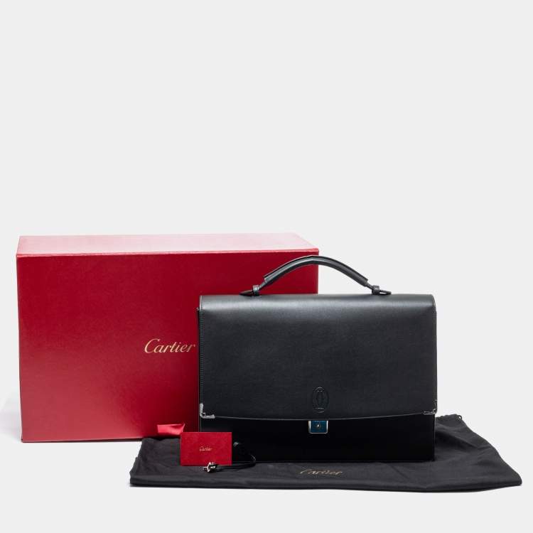 مملوكة مسبقًا Cartier Black Leather Must De Cartier Briefcase