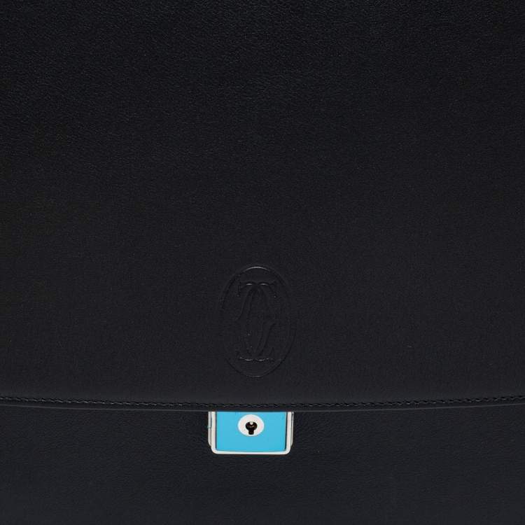 مملوكة مسبقًا Cartier Black Leather Must De Cartier Briefcase
