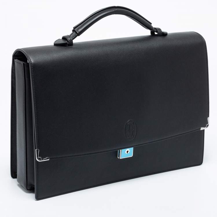 مملوكة مسبقًا Cartier Black Leather Must De Cartier Briefcase