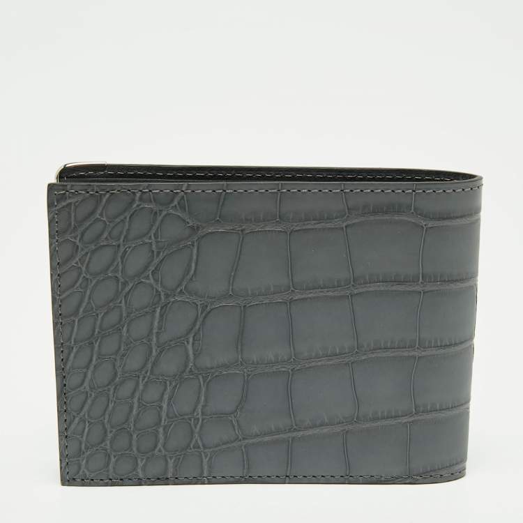 Pre Owned Cartier Grey Alligator Leather Must de Cartier Bifold Wallet