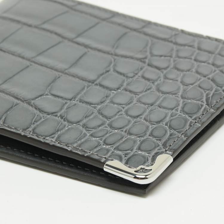 Pre Owned Cartier Grey Alligator Leather Must de Cartier Bifold Wallet