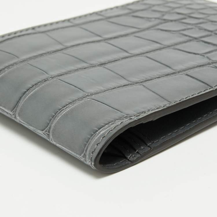 Pre Owned Cartier Grey Alligator Leather Must de Cartier Bifold Wallet