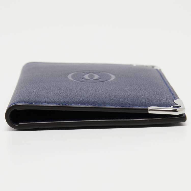 Pre Owned Cartier Blue Leather Must De Cartier Card Holder