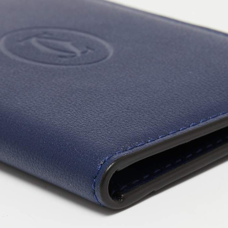 Pre Owned Cartier Blue Leather Must De Cartier Card Holder