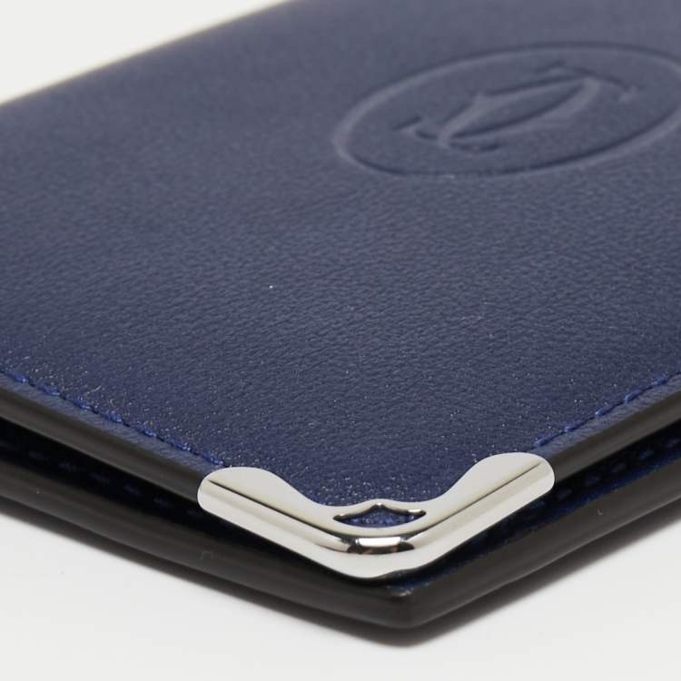 Pre Owned Cartier Blue Leather Must De Cartier Card Holder