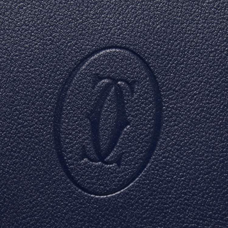 Pre Owned Cartier Blue Leather Must De Cartier Card Holder