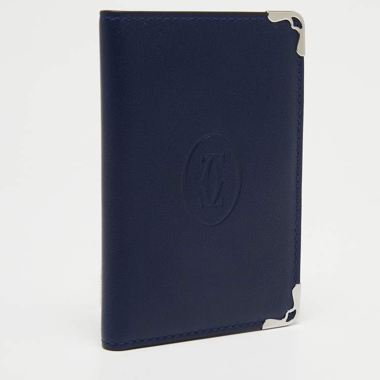 Pre Owned Cartier Blue Leather Must De Cartier Card Holder