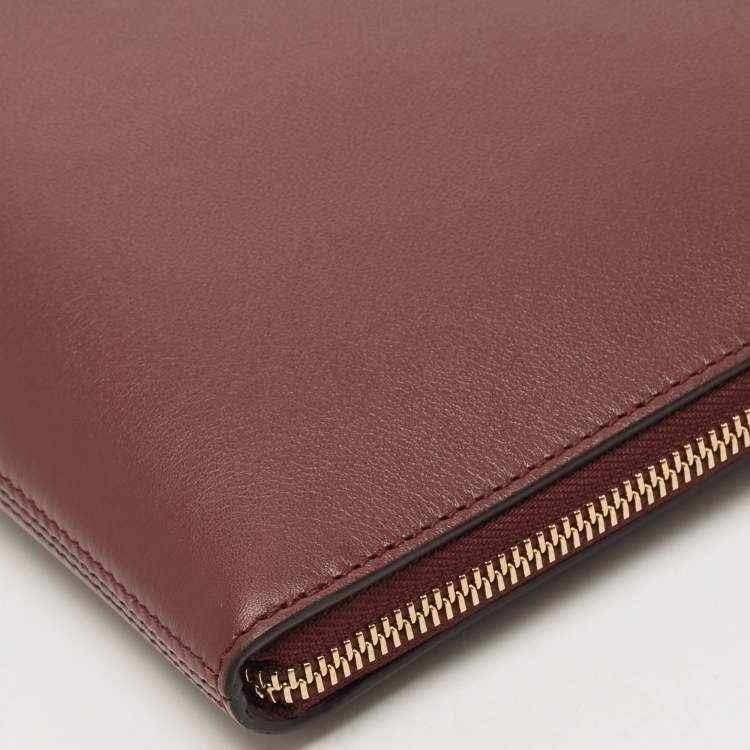 Pre Owned Cartier Burgundy Leather Must de Cartier Portfolio Bag