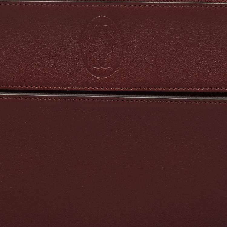 Pre Owned Cartier Burgundy Leather Must de Cartier Portfolio Bag
