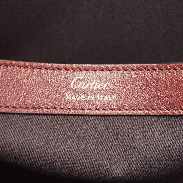 Pre Owned Cartier Burgundy Leather Must de Cartier Portfolio Bag